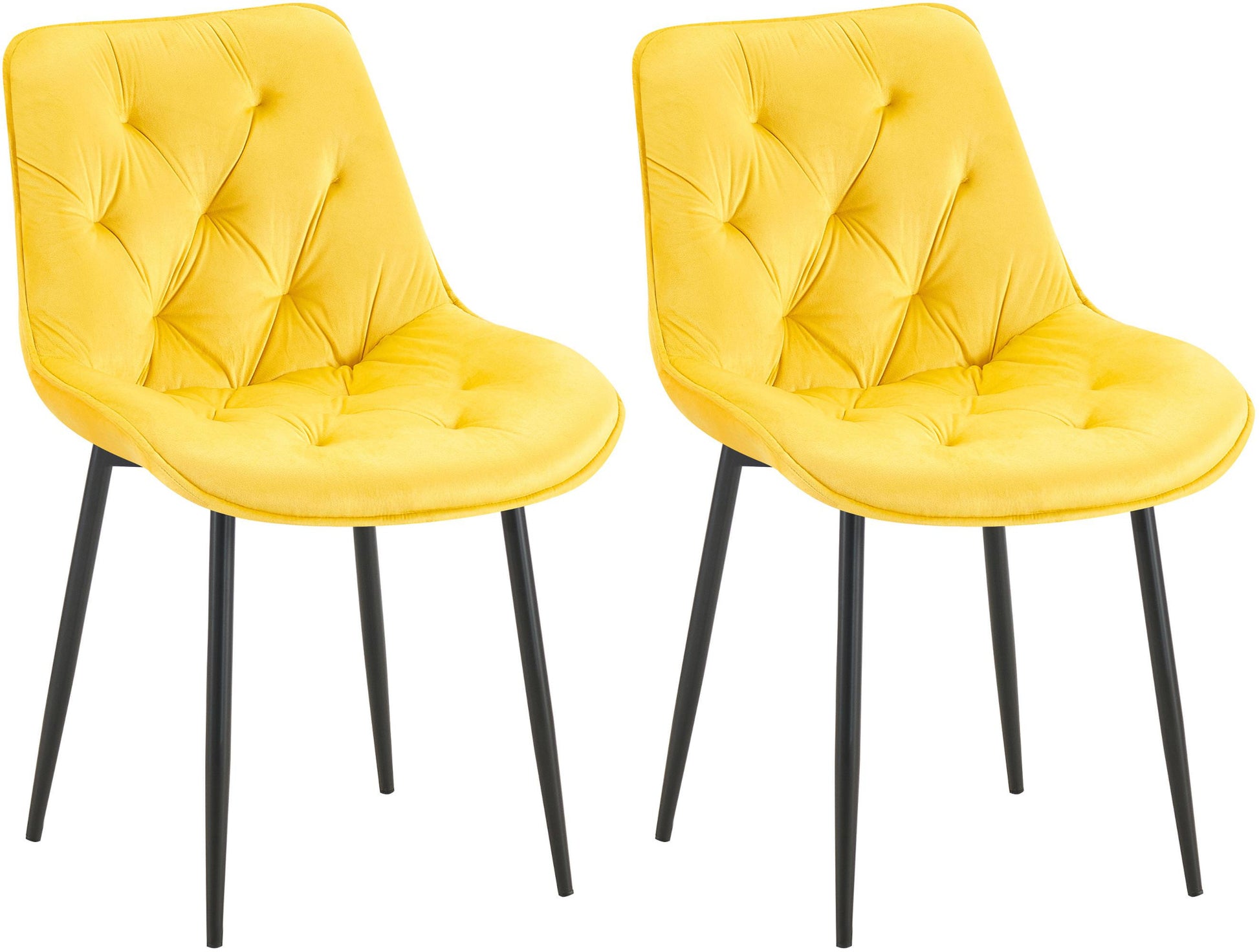 2-delige Set Eetkamerstoelen Fluweel - Keukenstoelen - Hoog Zitcomfort Kleur geel