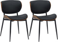 2-delige set Bezoekersstoel - Loungestoelen - Onderhoudsvriendelijk Kunstleer Kleur walnoot/zwart Materiaal kunstleer