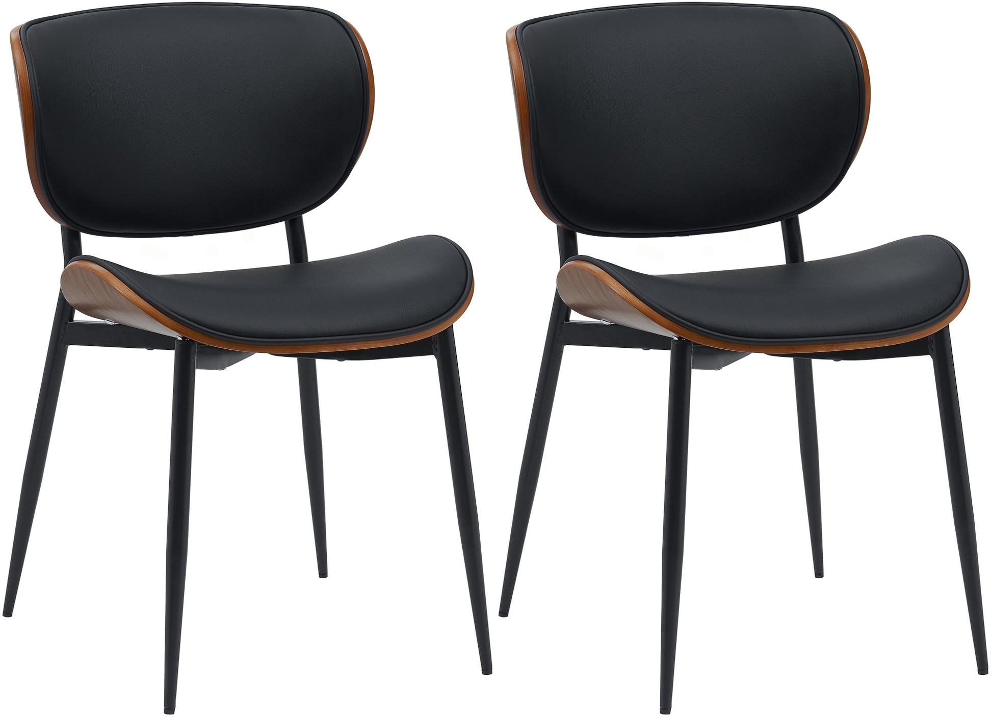 2-delige set Bezoekersstoel - Loungestoelen - Onderhoudsvriendelijk Kunstleer Kleur walnoot/zwart Materiaal kunstleer