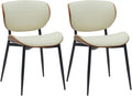 2-delige set Bezoekersstoel - Loungestoelen - Onderhoudsvriendelijk Kunstleer Kleur walnoot/creme Materiaal kunstleer