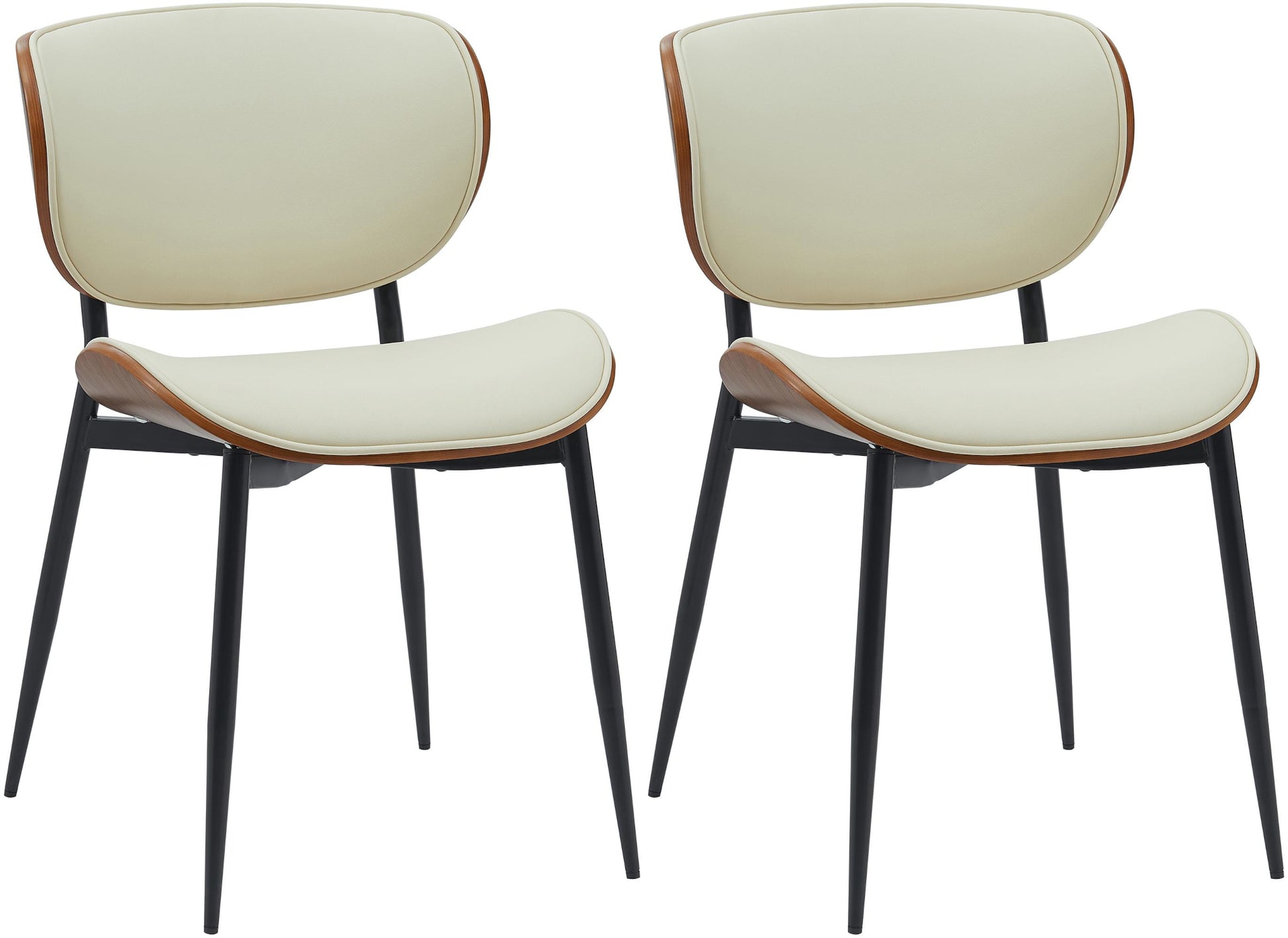 2-delige set Bezoekersstoel - Loungestoelen - Onderhoudsvriendelijk Kunstleer Kleur walnoot/creme Materiaal kunstleer
