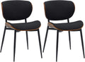 2-delige set Bezoekersstoel - Loungestoelen - Onderhoudsvriendelijk Kunstleer Kleur walnoot/zwart Materiaal Stof