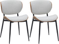 2-delige set Bezoekersstoel - Loungestoelen - Onderhoudsvriendelijk Kunstleer Kleur walnoot/creme Materiaal Stof