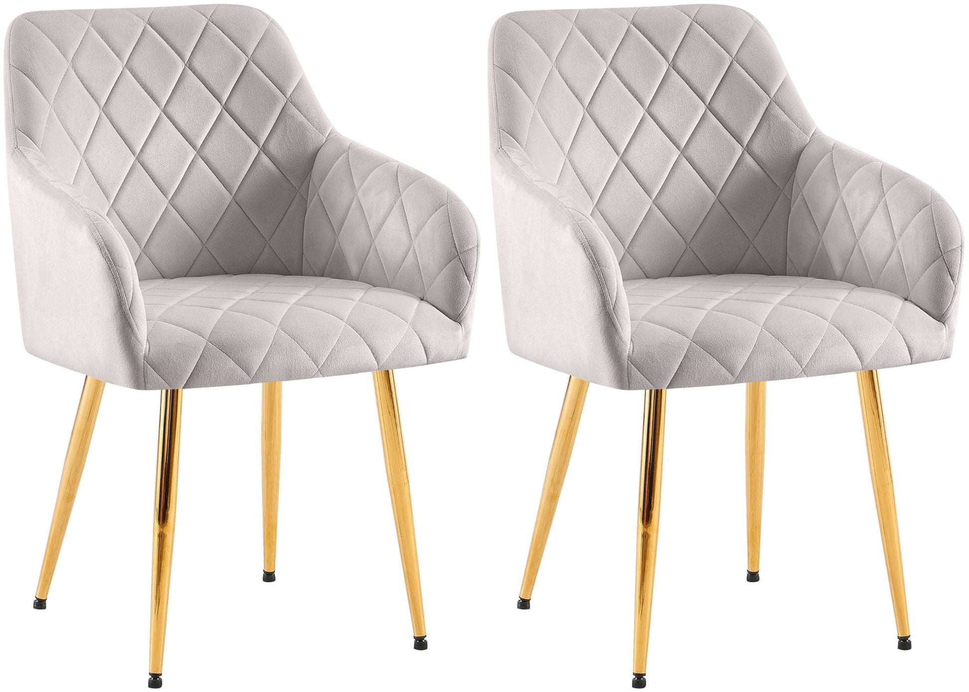 2-delige Set Eetkamerstoelen - Fluwelen Zitstoelen - Comfortabele Zithouding, Tot 150 kg Kleur grijs Materiaal onderstel Metaalgoud