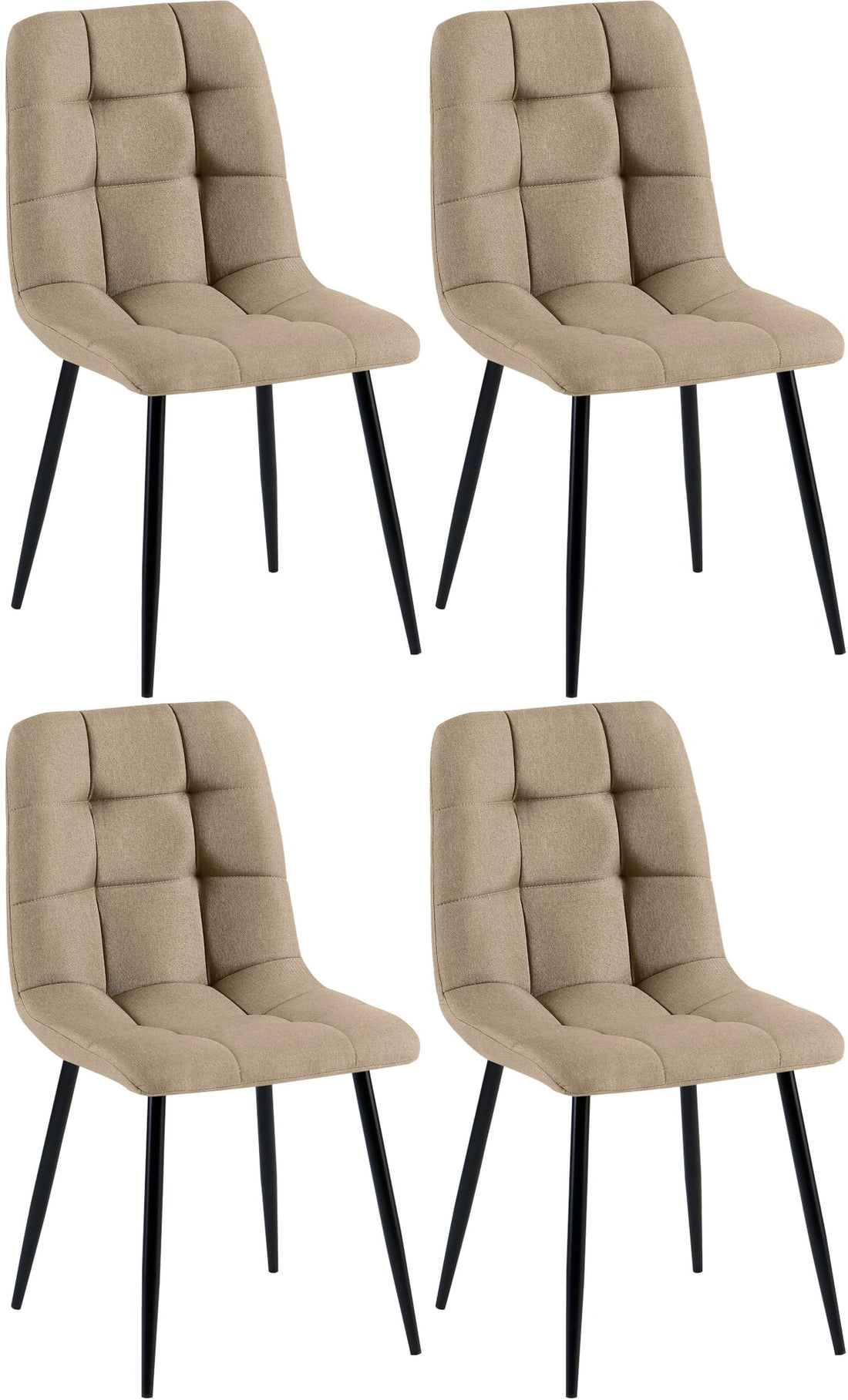 4-delige set Eetkamerstoelen - Stoelen - Tijdloos Design & Hoog Comfort Kleur taupe