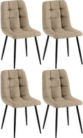 4-delige set Eetkamerstoelen - Stoelen - Tijdloos Design & Hoog Comfort Kleur taupe