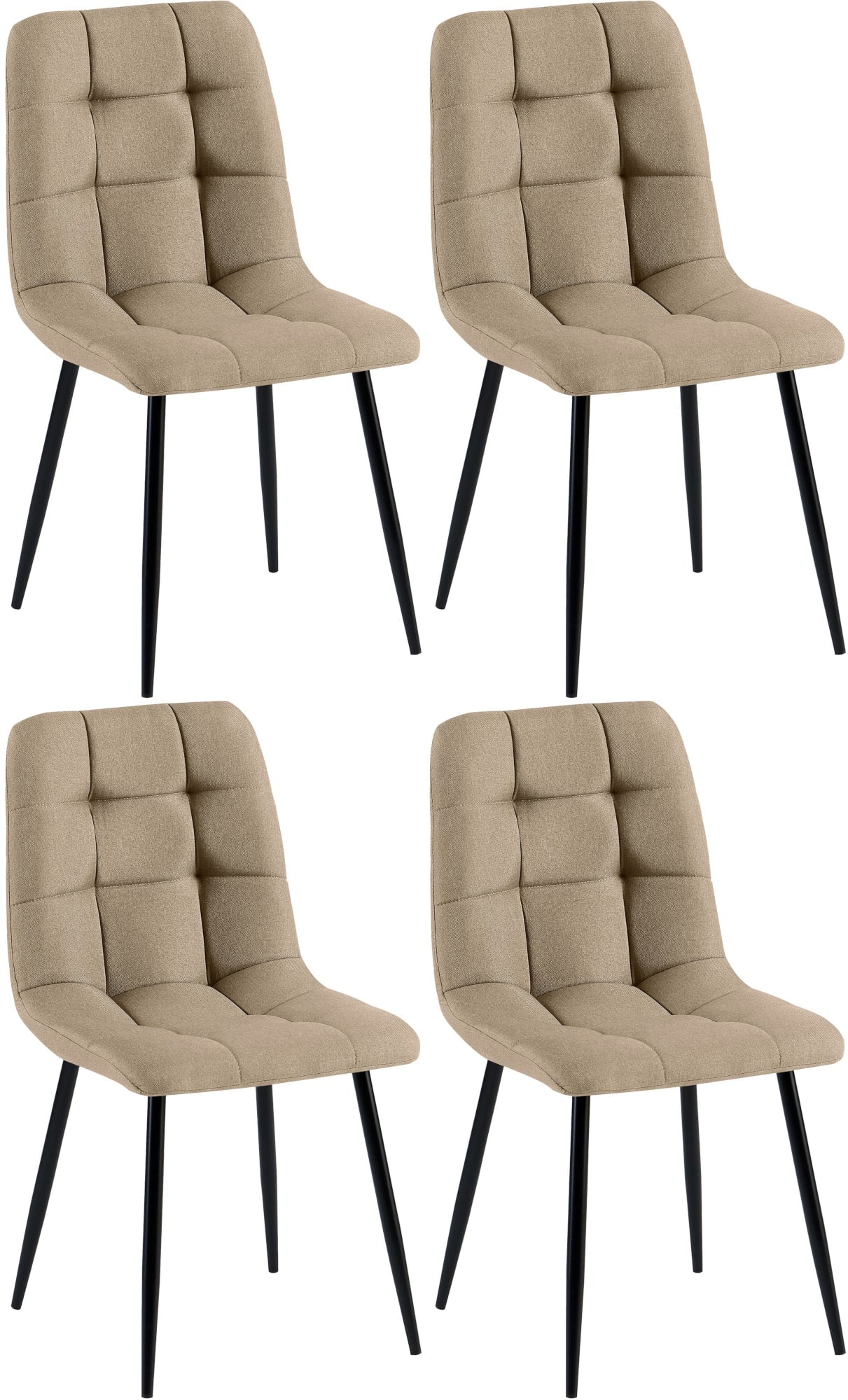 4-delige set Eetkamerstoelen - Stoelen - Tijdloos Design & Hoog Comfort Kleur taupe