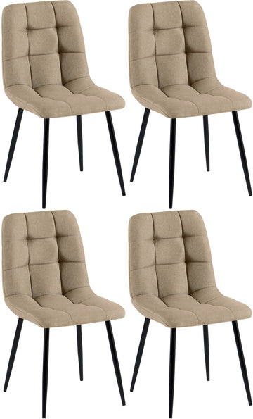 4-delige set Eetkamerstoelen - Stoelen - Tijdloos Design & Hoog Comfort Kleur taupe