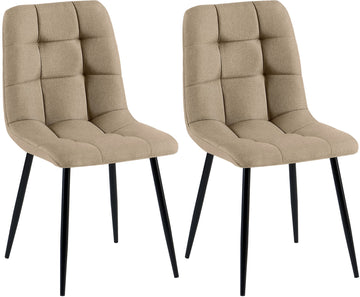 2-delige Set Eetkamerstoelen - Keukentafelstoelen, Comfortabele Bekleding, Onderhoudsvriendelijk Kleur taupe