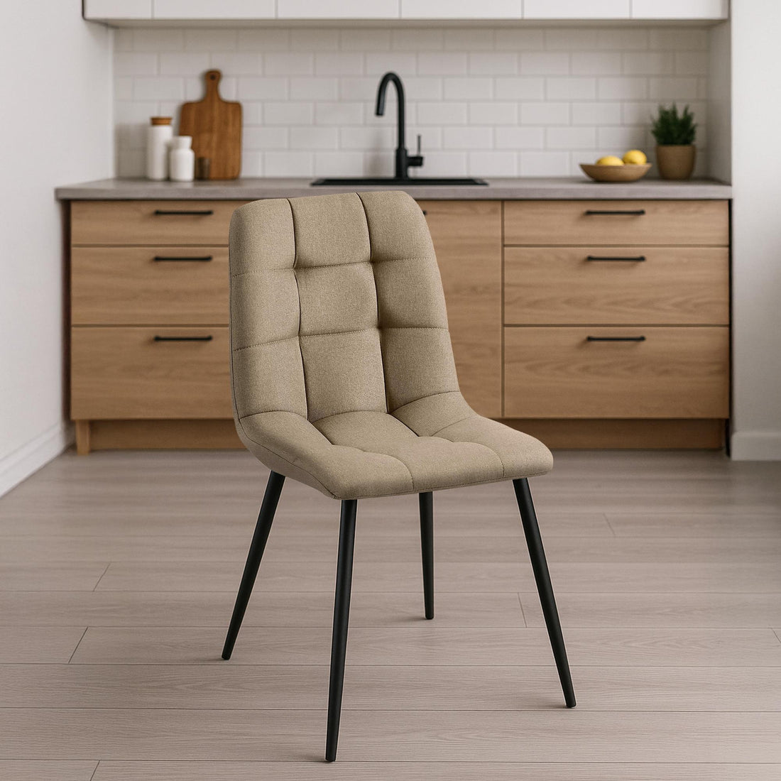 2-delige Set Eetkamerstoelen - Keukentafelstoelen, Comfortabele Bekleding, Onderhoudsvriendelijk Kleur taupe