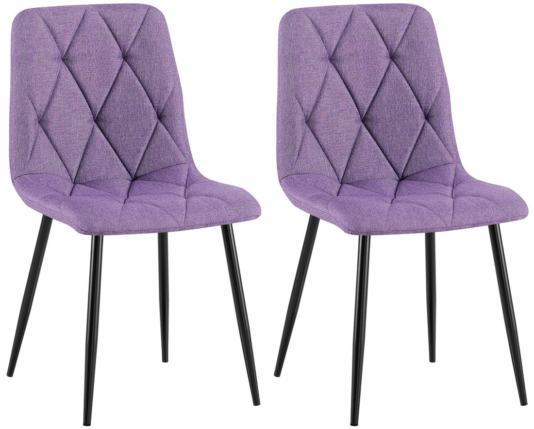 2-delige set Eetkamerstoelen - Keukenstoelen - Elegant fluweel, Hoog comfort Kleur paars