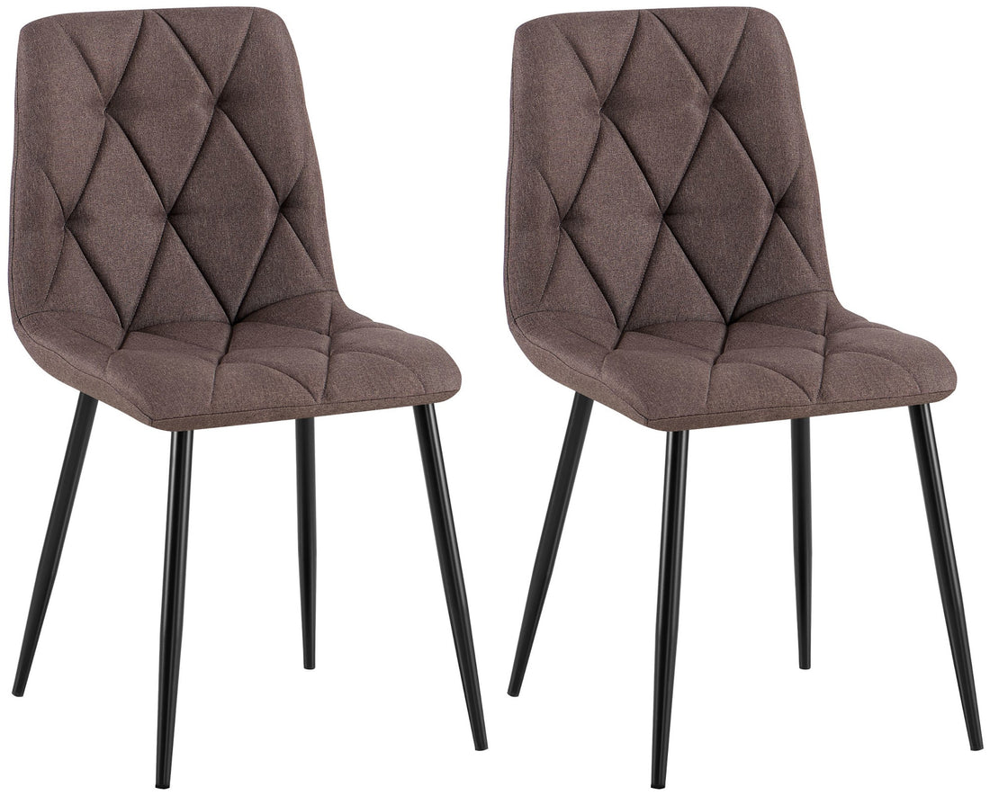 Set van 2 Eetkamerstoelen - Keukenstoelen - Hoog Zitcomfort, Stabiel Stalen Frame Kleur bruin