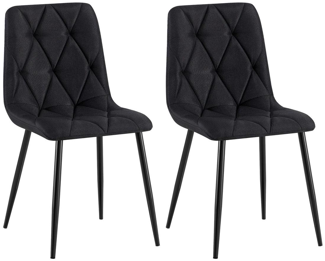 Set van twee Moderne Eetkamerstoelen - Keukenstoelen - Comfort & Stijl, Gestoffeerd Design Kleur zwart