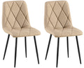 Moderne Eetkamerstoelen Set - Dining Chairs - Comfortabele Fluwelen Zitting Kleur taupe