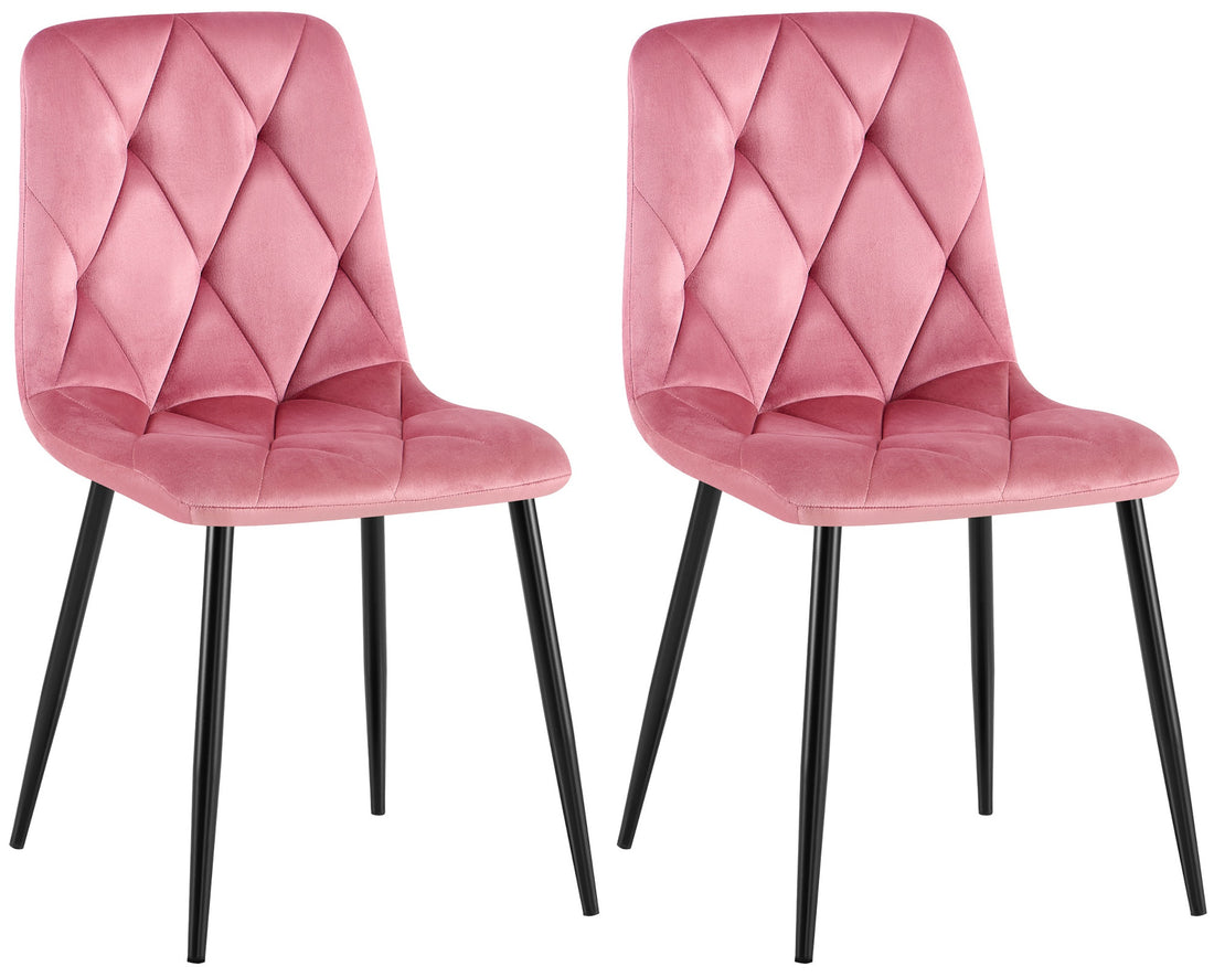 Set van 2 Fluwelen Eetkamerstoelen - Comfortabel & Tijdloos Design Kleur roze (licht)