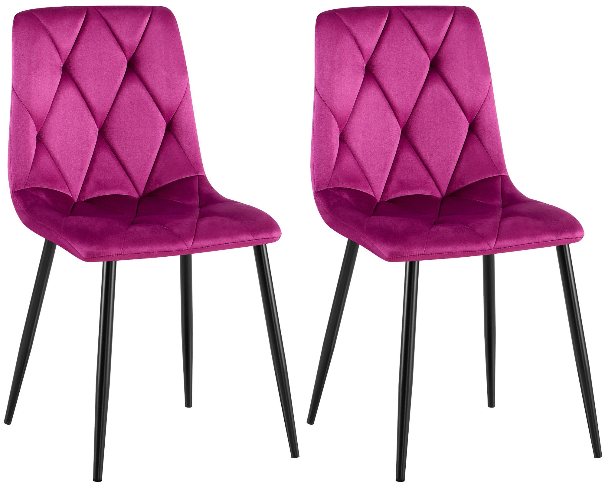 2-delige set Eetkamerstoelen - Dining Chairs - Hoog Zitcomfort - Fluweel Bekleding Kleur paars