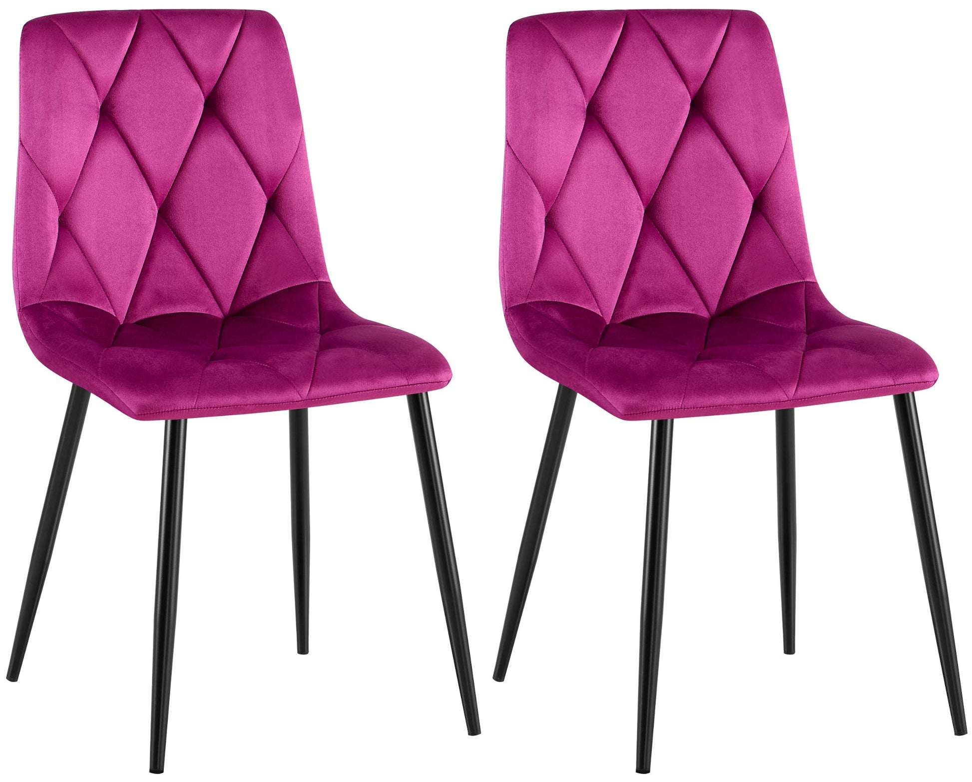 2-delige set Eetkamerstoelen - Dining Chairs - Hoog Zitcomfort - Fluweel Bekleding Kleur paars