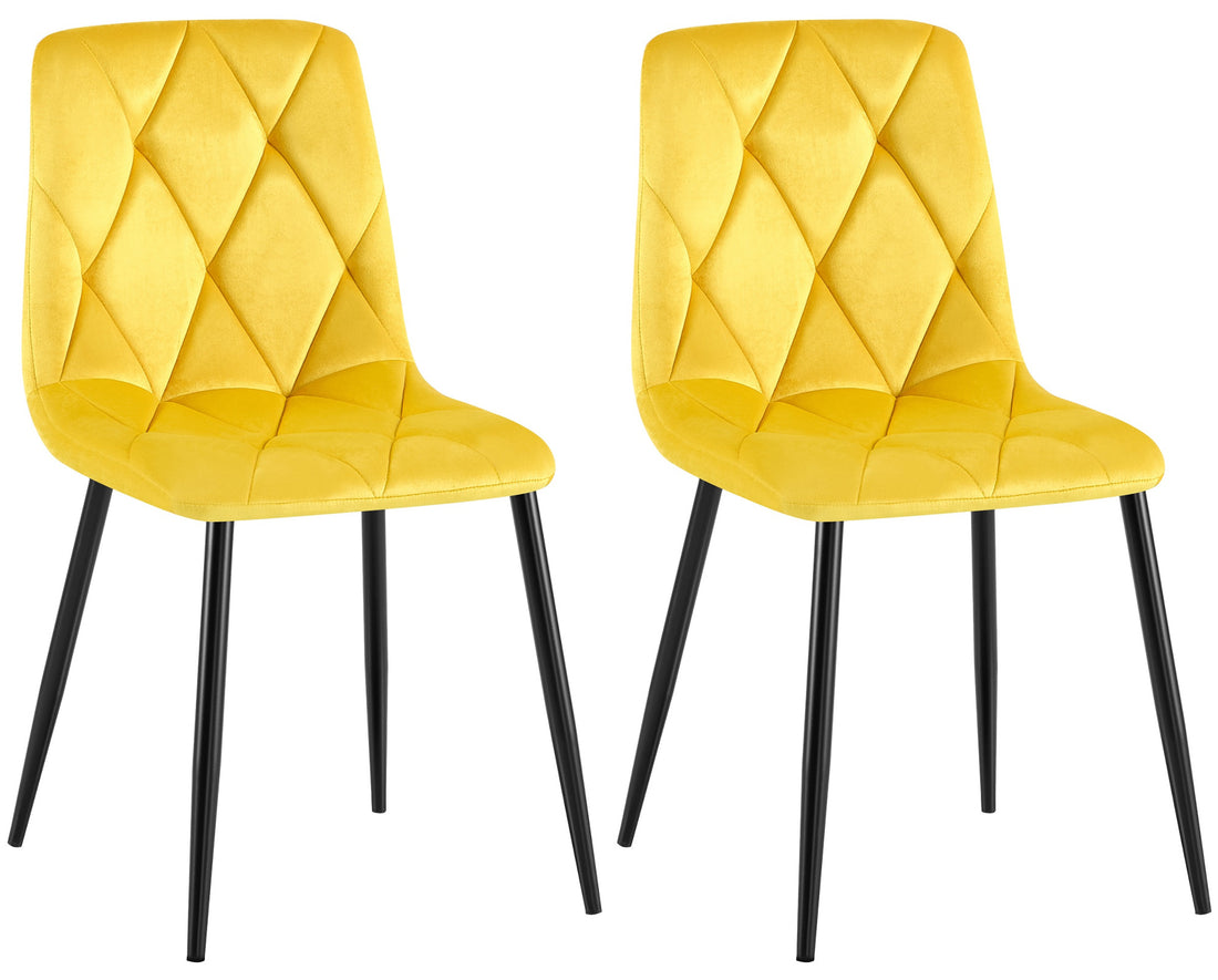 Set van 2 Gele Eetkamerstoelen - Keukenstoelen - Hoog Comfort & Tijdloze Look Kleur geel