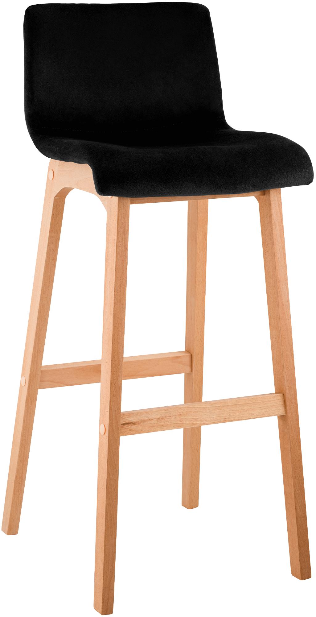 Vierpoots Fluwelen Barkruk - Hoge Kruk - Ergonomisch Comfort - Natuurlijke Beuken Afwerking Kleur zwart
