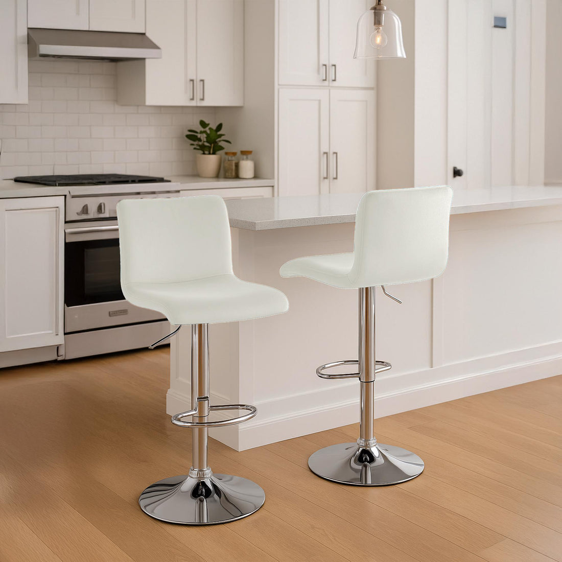 Moderne Fluwelen Barkruk - Stijlvol - Verstelbaar Frame voor Comfort Kleur crème