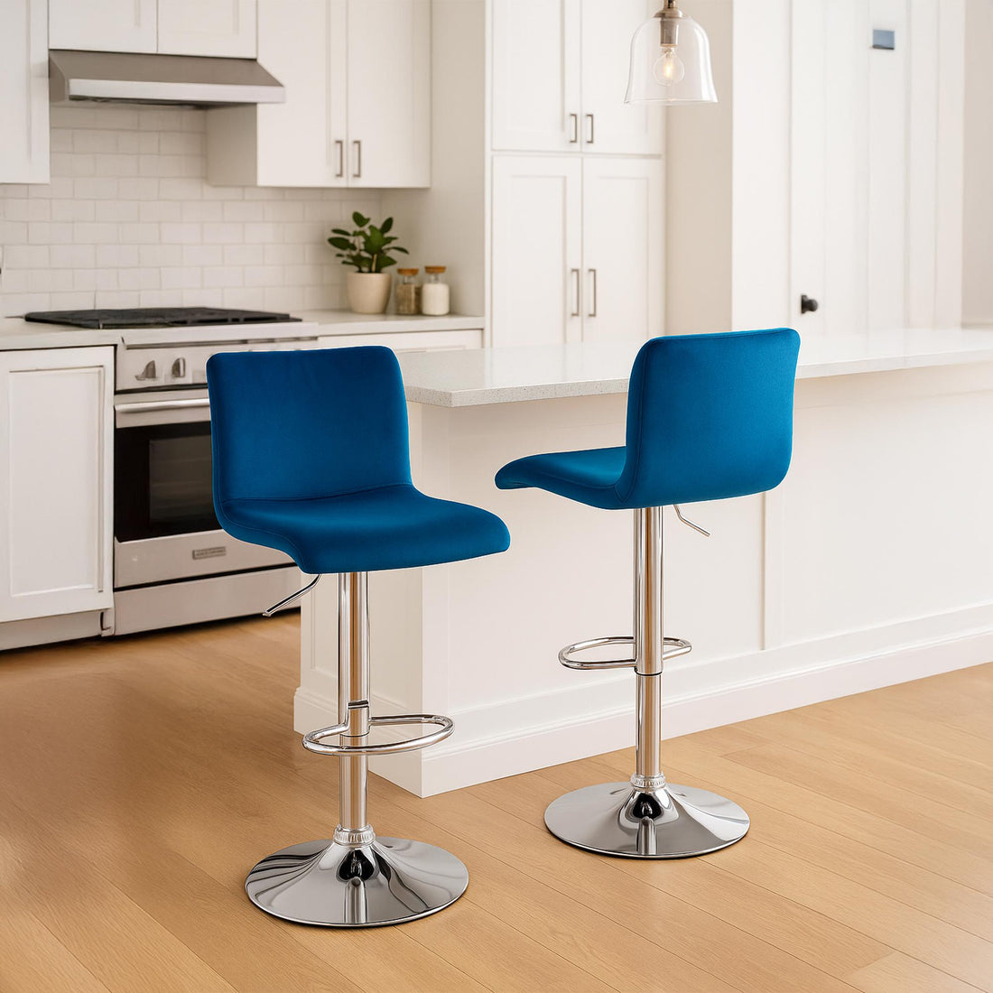 Verstelbare Barkruk - Fluwelen Zitcomfort - Elegant Design Kleur blauw