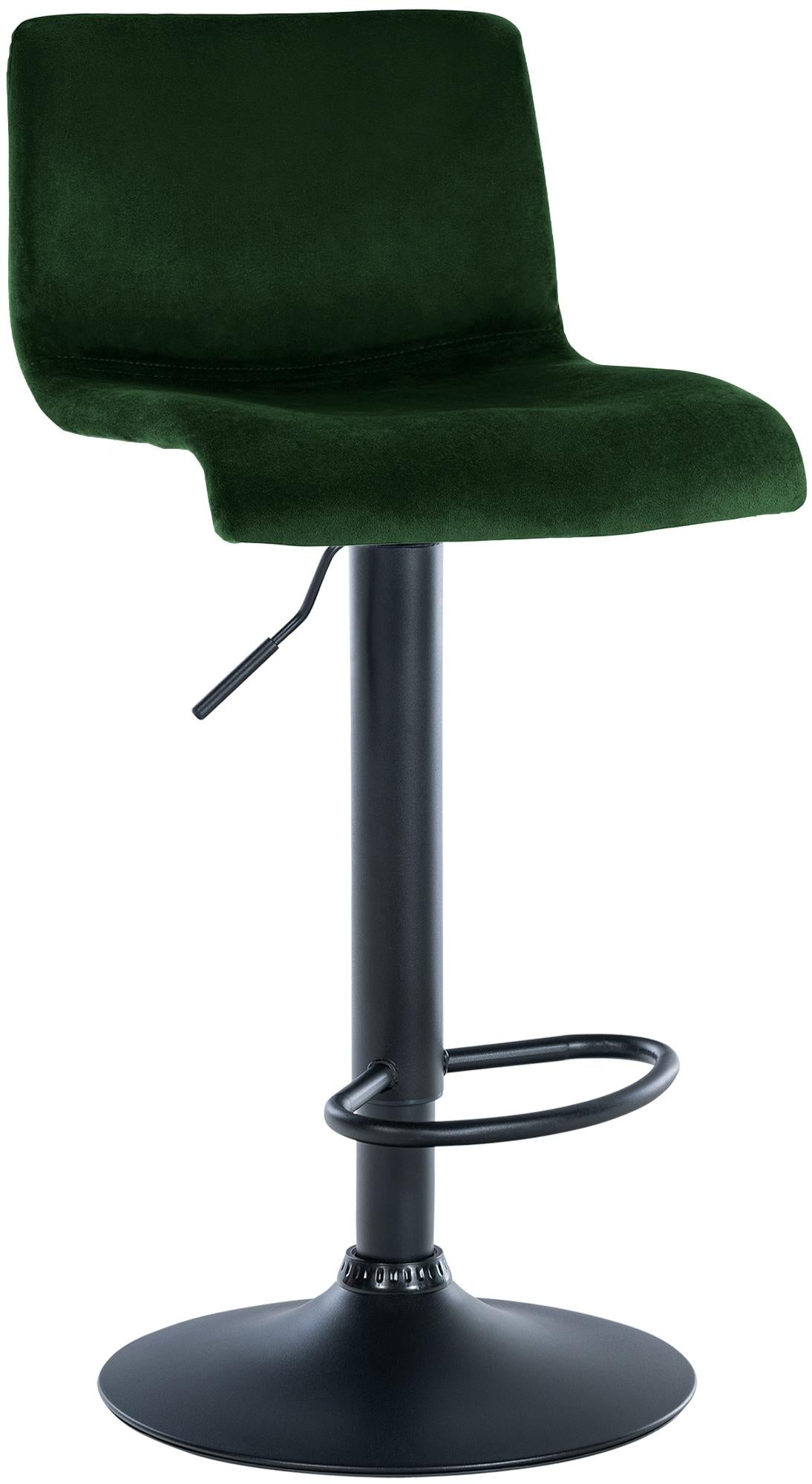Verstelbare Fluwelen Barkruk - Stijlvol Comfort - 360° Draaibaar & Voetensteun - Groen/Zwart Kleur groen