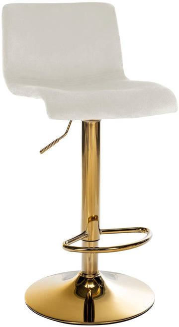 Fluwelen Barkruk - Barstoel - Verstelbaar Frame, Hoog Zitcomfort Kleur crème
