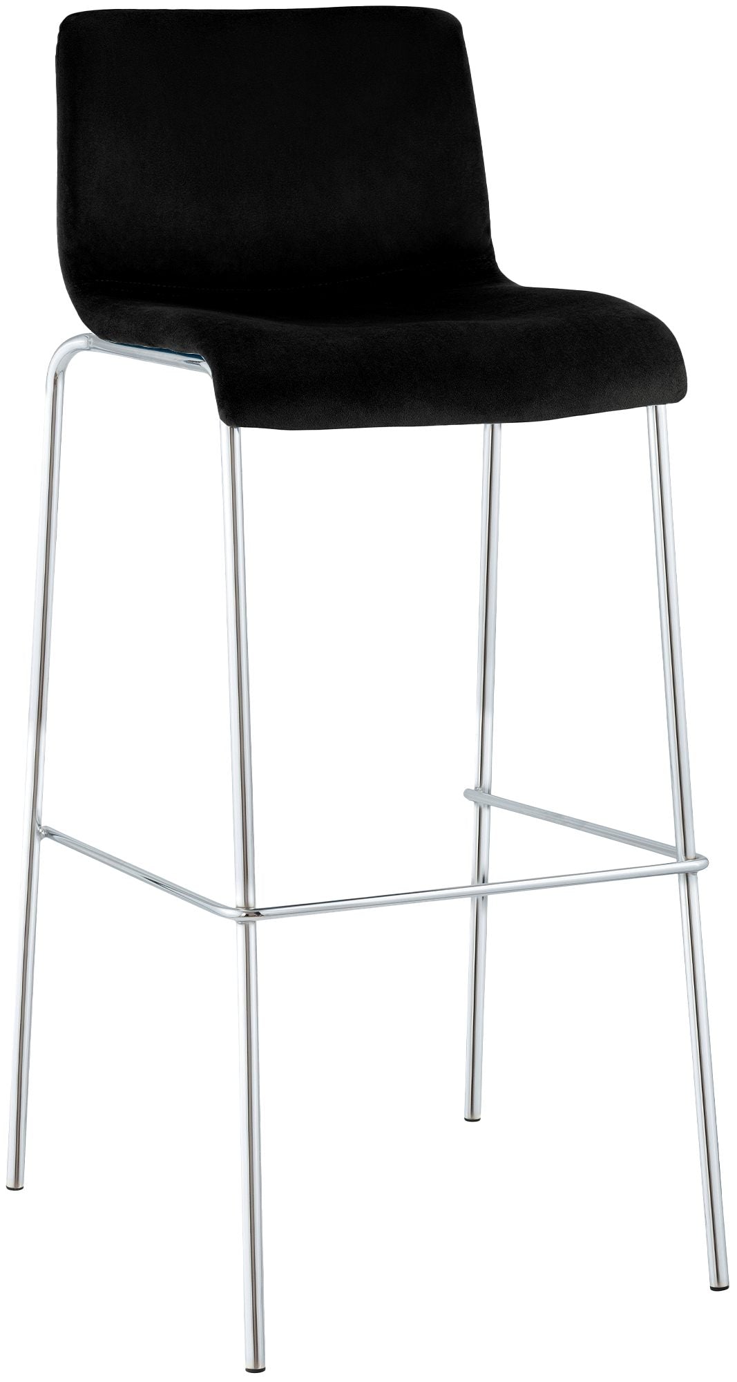 Barkruk Fluweel – Velvet Kruk – Ergonomisch Comfort – 75cm zithoogte, Chroom, Vloerbeschermers Kleur zwart