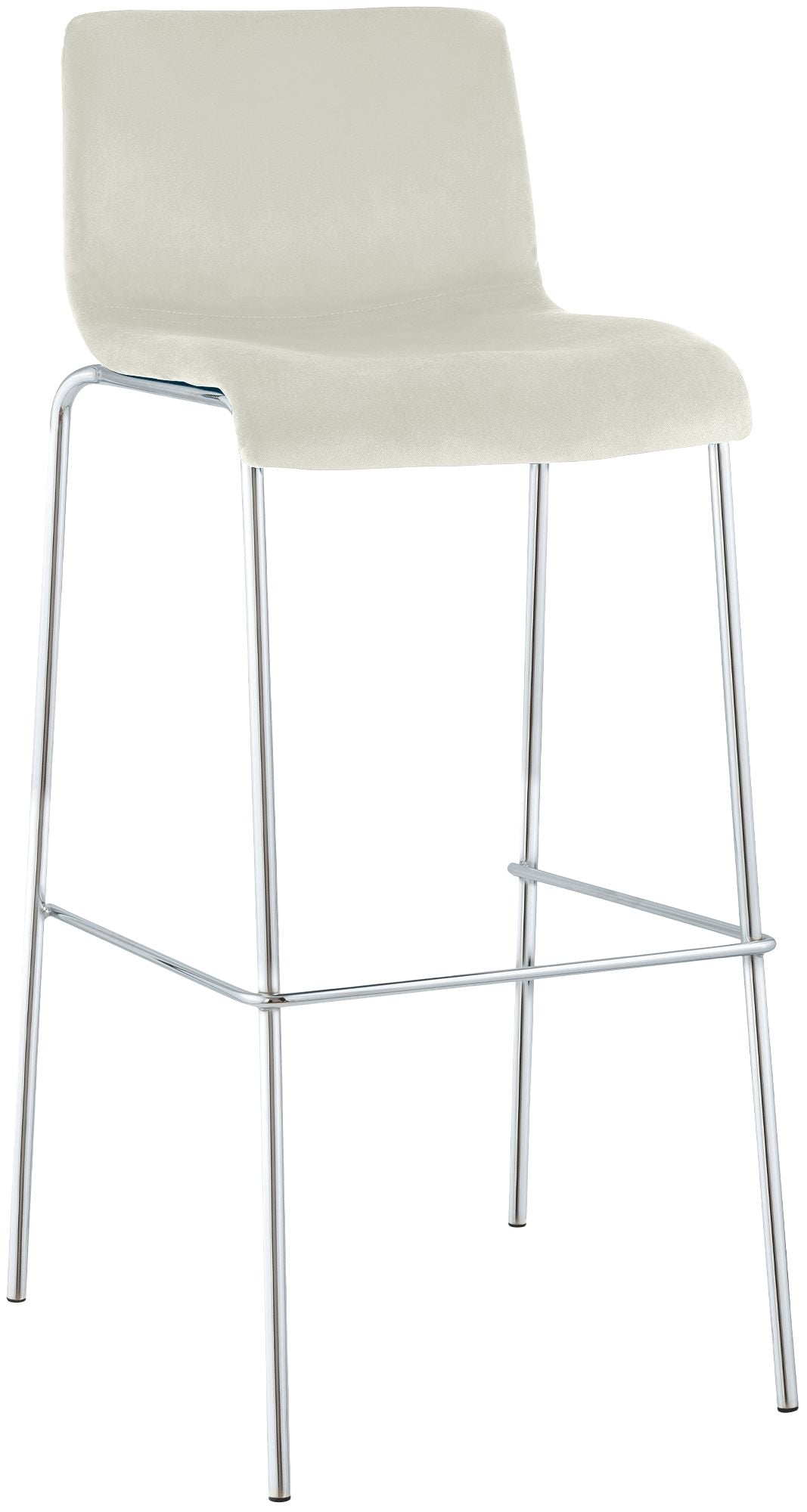 Barkruk Fluweel – Barstoel – Comfortabel zitvlak – Chroomkleurig frame – Crème – 75 cm Kleur crème