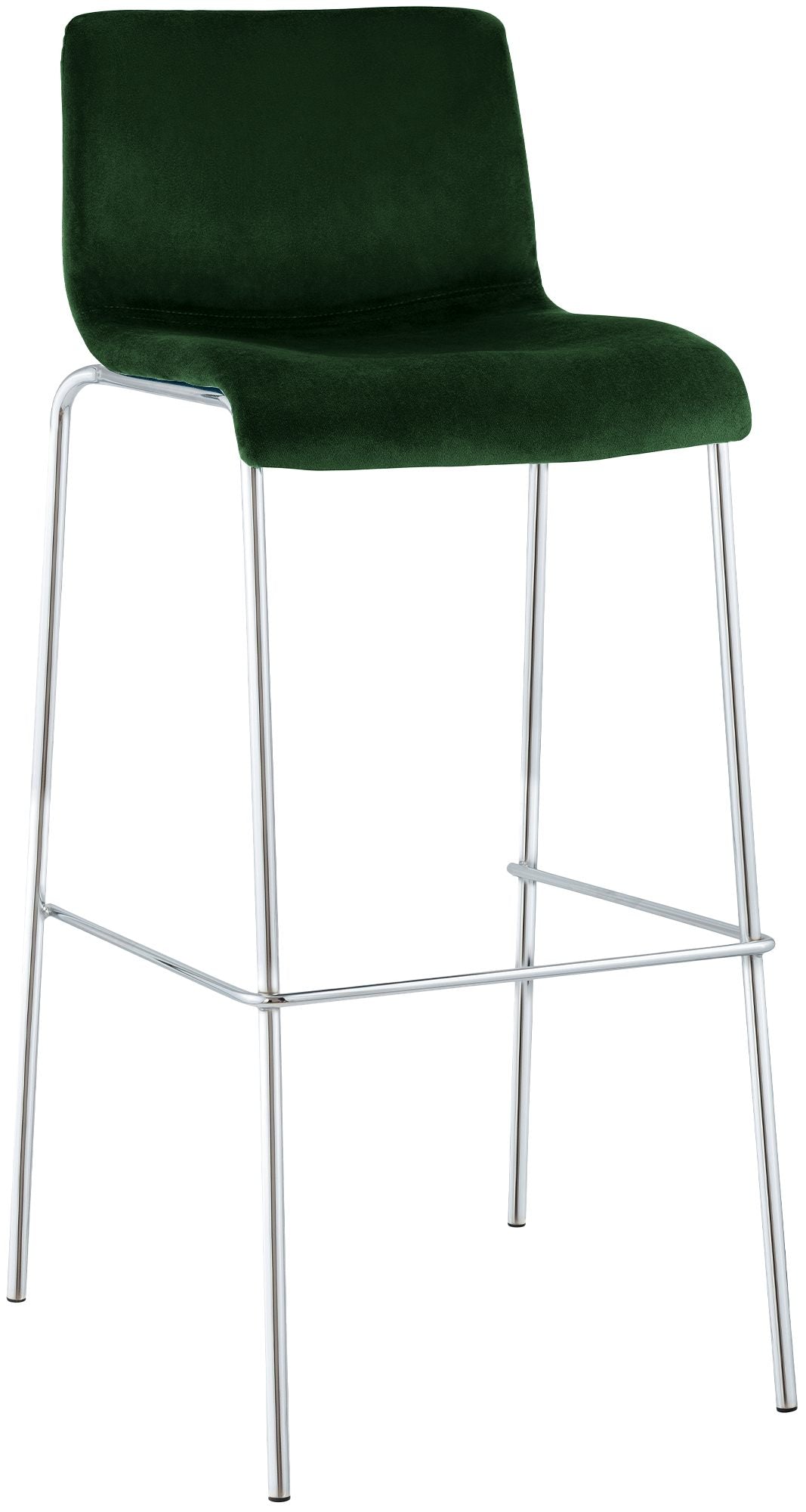 Barkruk Fluweel - Barstoel - Ergonomisch Comfort - Chroom Frame - Zachte Bekleding 75cm Kleur groen