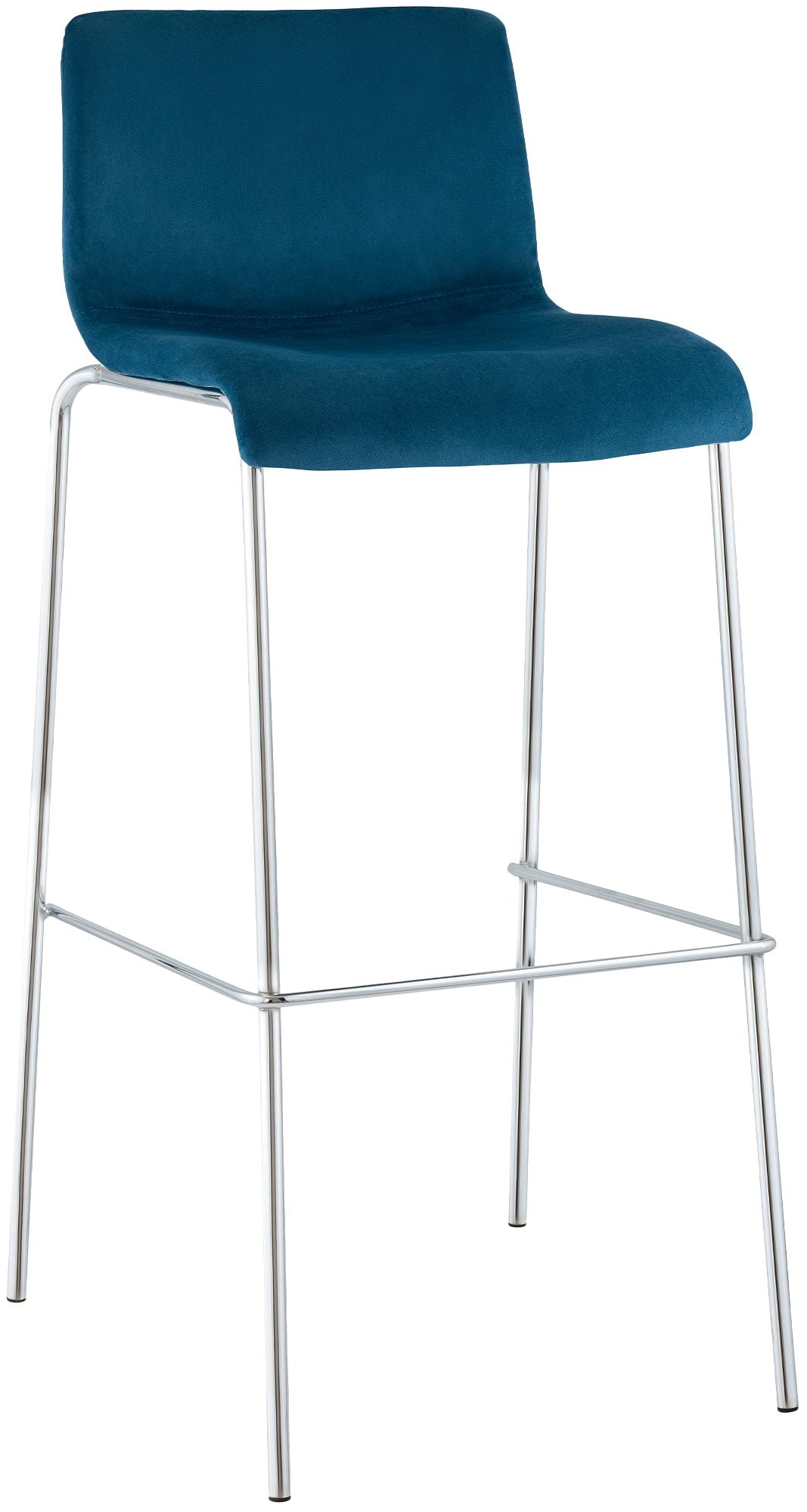 Barkruk Fluweel - Velvet Kruk - Ergonomisch Zitcomfort - Blauw - 4-poots Chroom Frame Kleur blauw