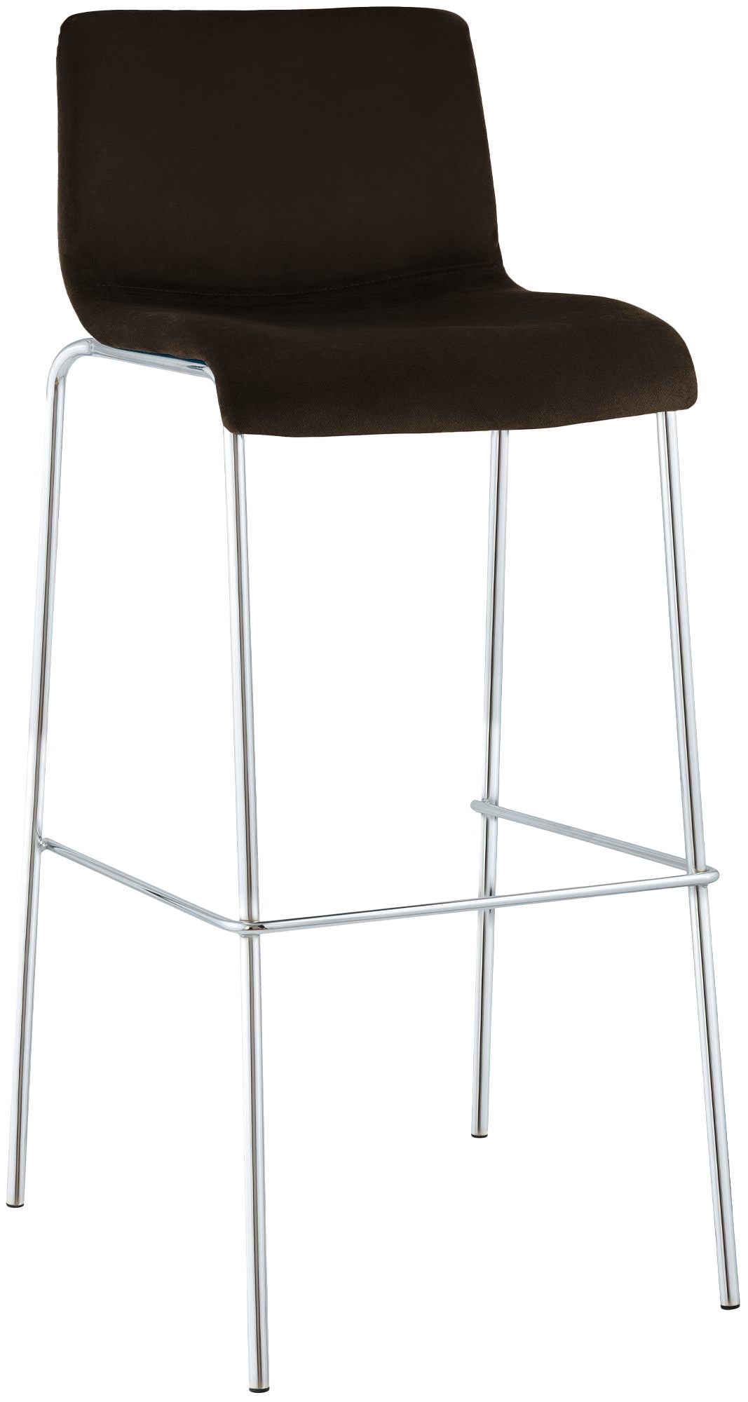 Barkruk fluweel – Barstoel, extra zitcomfort, stevig vierpoots frame, luxe chroom, bruin Kleur bruin