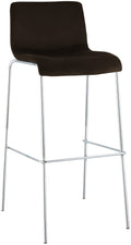 Barkruk fluweel – Barstoel, extra zitcomfort, stevig vierpoots frame, luxe chroom, bruin Kleur bruin