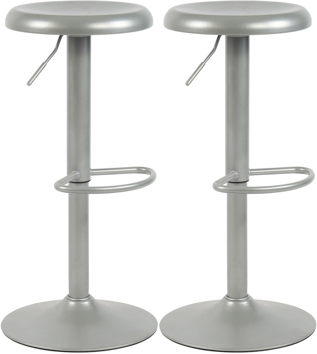 Set van 2 Metalen Barkrukken - Stijlvolle Designkrukken - In Hoogte Verstelbaar 58-78 cm Kleur zilver