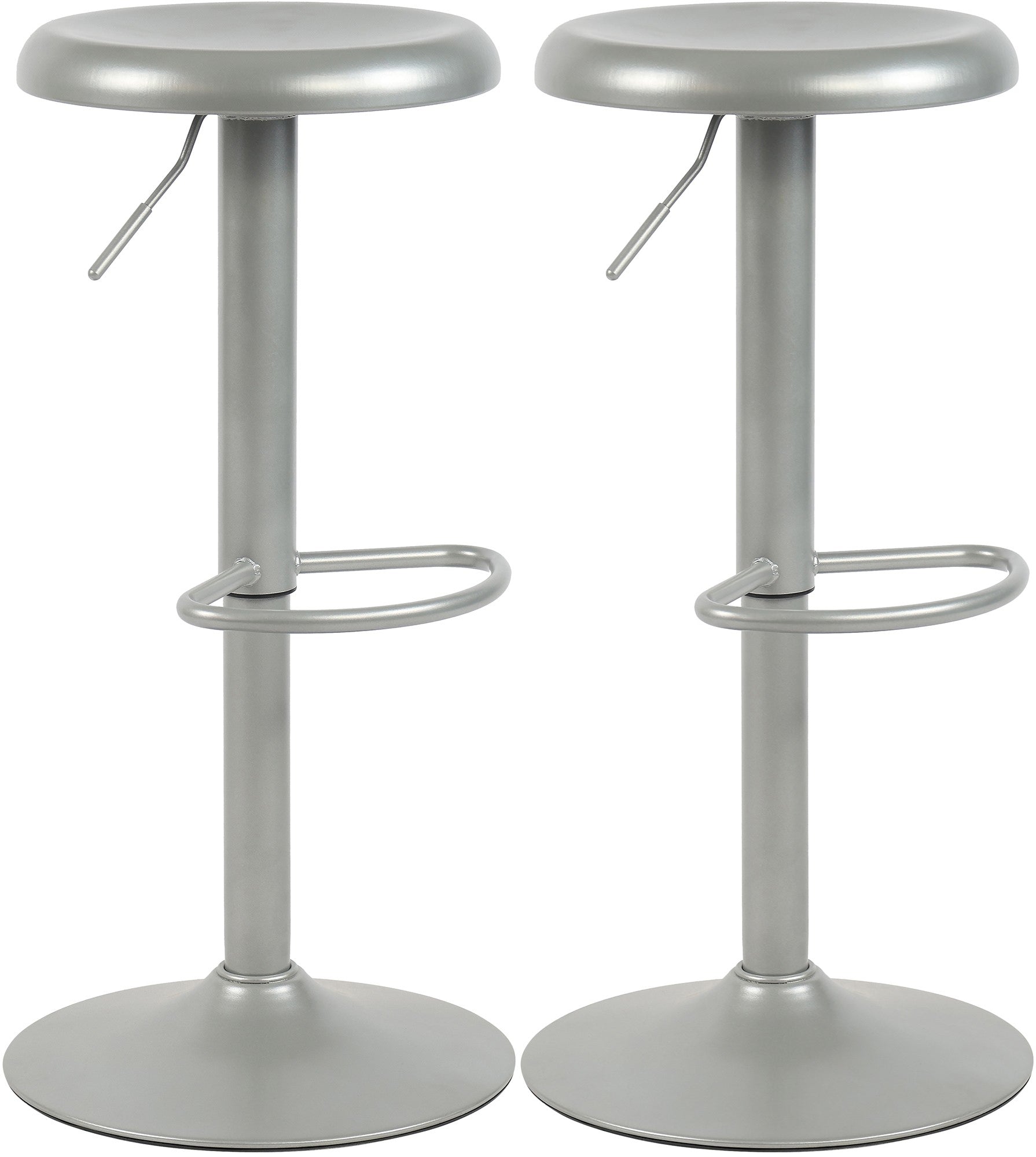 Set van 2 Metalen Barkrukken - Stijlvolle Designkrukken - In Hoogte Verstelbaar 58-78 cm Kleur zilver