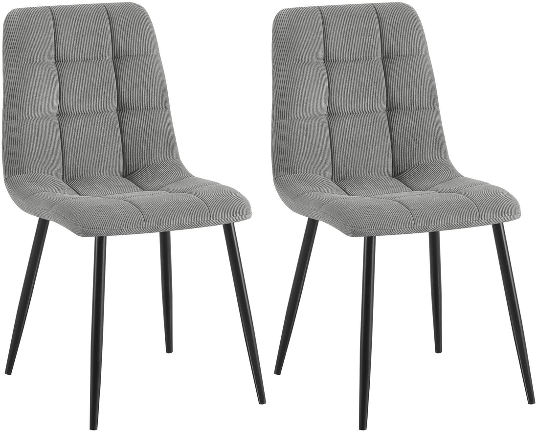 Set van 2 Eetkamerstoelen - Dining Chairs - Comfortabele Zithouding met Fluwelen Bekleding Kleur grijs