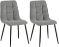 Set van 2 Eetkamerstoelen - Dining Chairs - Comfortabele Zithouding met Fluwelen Bekleding Kleur grijs