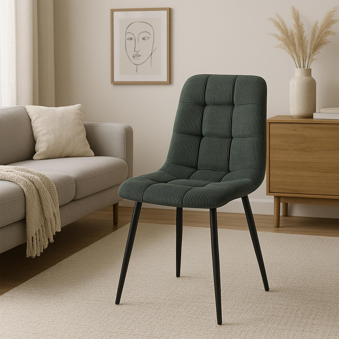 Set van 2 Eetkamerstoelen - Keukenstoelen - Comfortabel & Modern Design Kleur groen