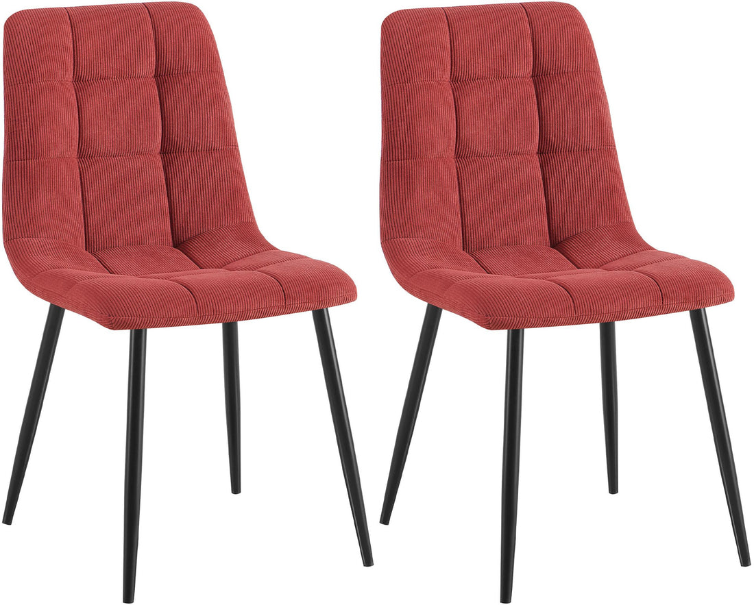 2 Eetkamerstoelen Set - Keukenstoelen - Comfortabele Zithouding met Hoge Rugleuning, Stabiel Frame Kleur bordeauxrood
