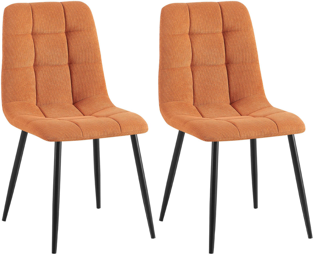 Set van 2 Eetkamerstoelen - Keukenstoelen - Comfortabele Bekleding, Elegant Design Kleur oranje