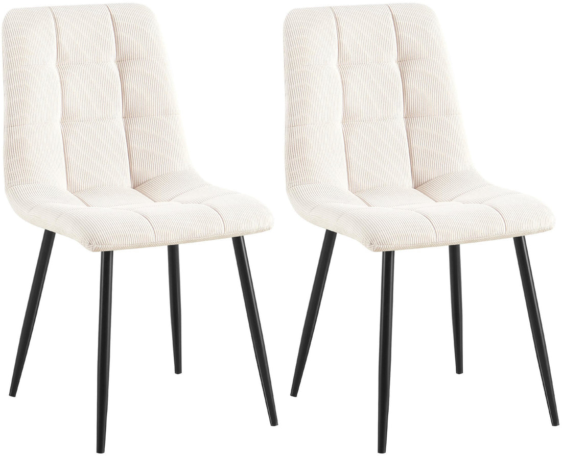 Set van 2 Eetkamerstoelen - Dinerstoelen - Comfortabele Bekleding Kleur crème
