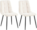 Set van 2 Eetkamerstoelen - Dinerstoelen - Comfortabele Bekleding Kleur crème