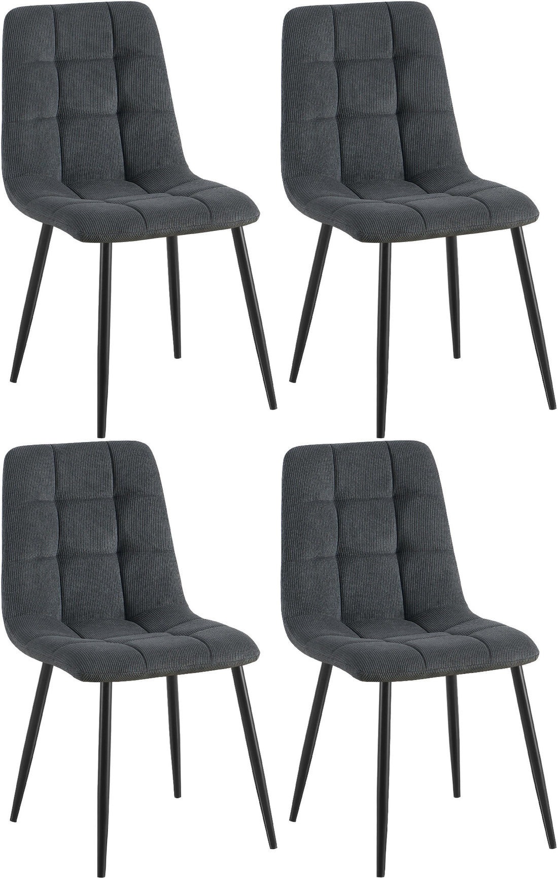 Set van 4 Comfortabele Eetkamerstoelen - Keukenstoelen - Stijlvol Design Kleur zwart