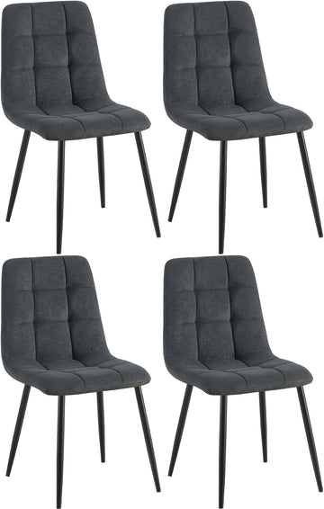 Set van 4 Comfortabele Eetkamerstoelen - Keukenstoelen - Stijlvol Design Kleur zwart