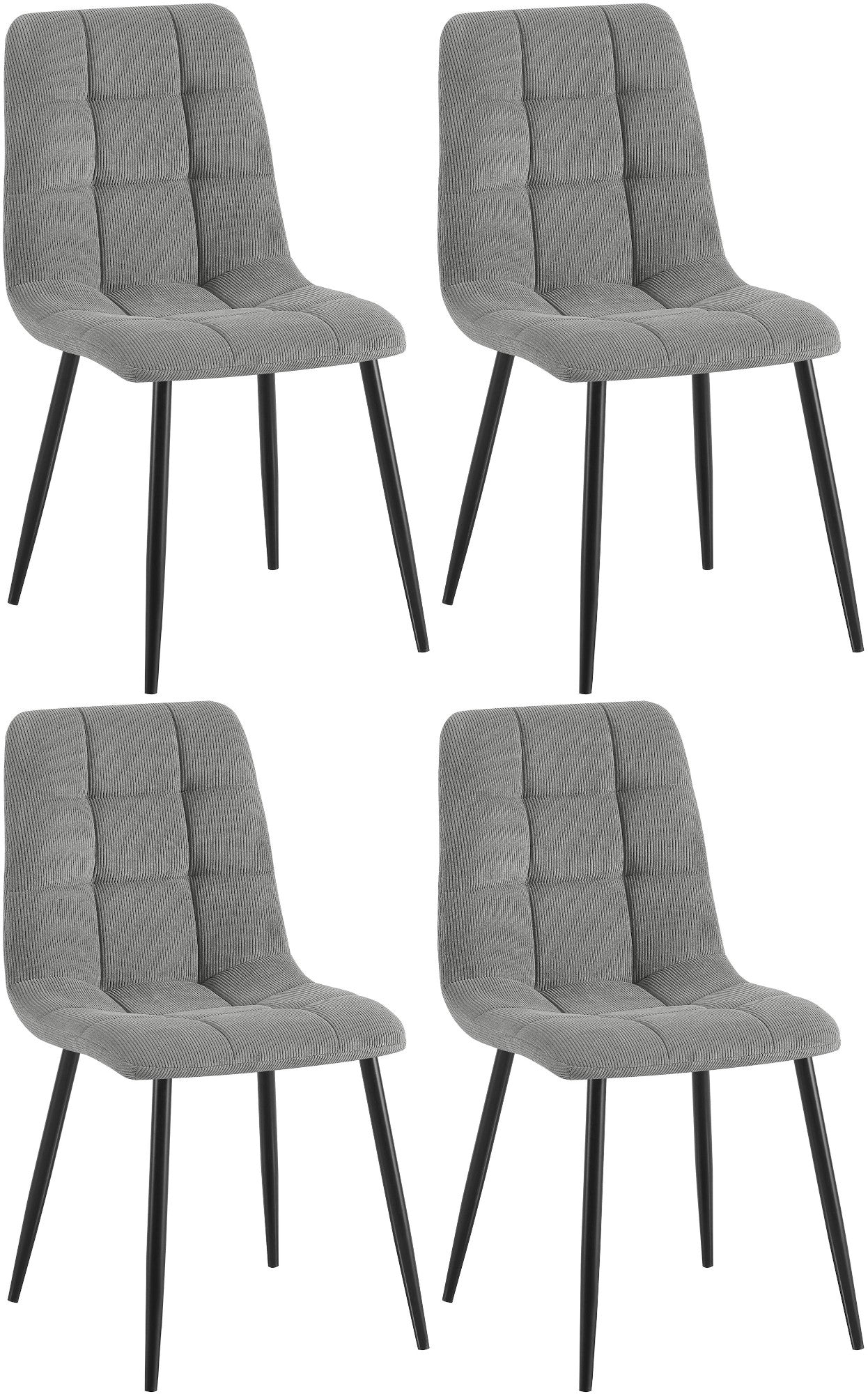 4-delige set Moderne Eetkamerstoelen - Keukenstoelen - Hoog Zitcomfort Kleur grijs