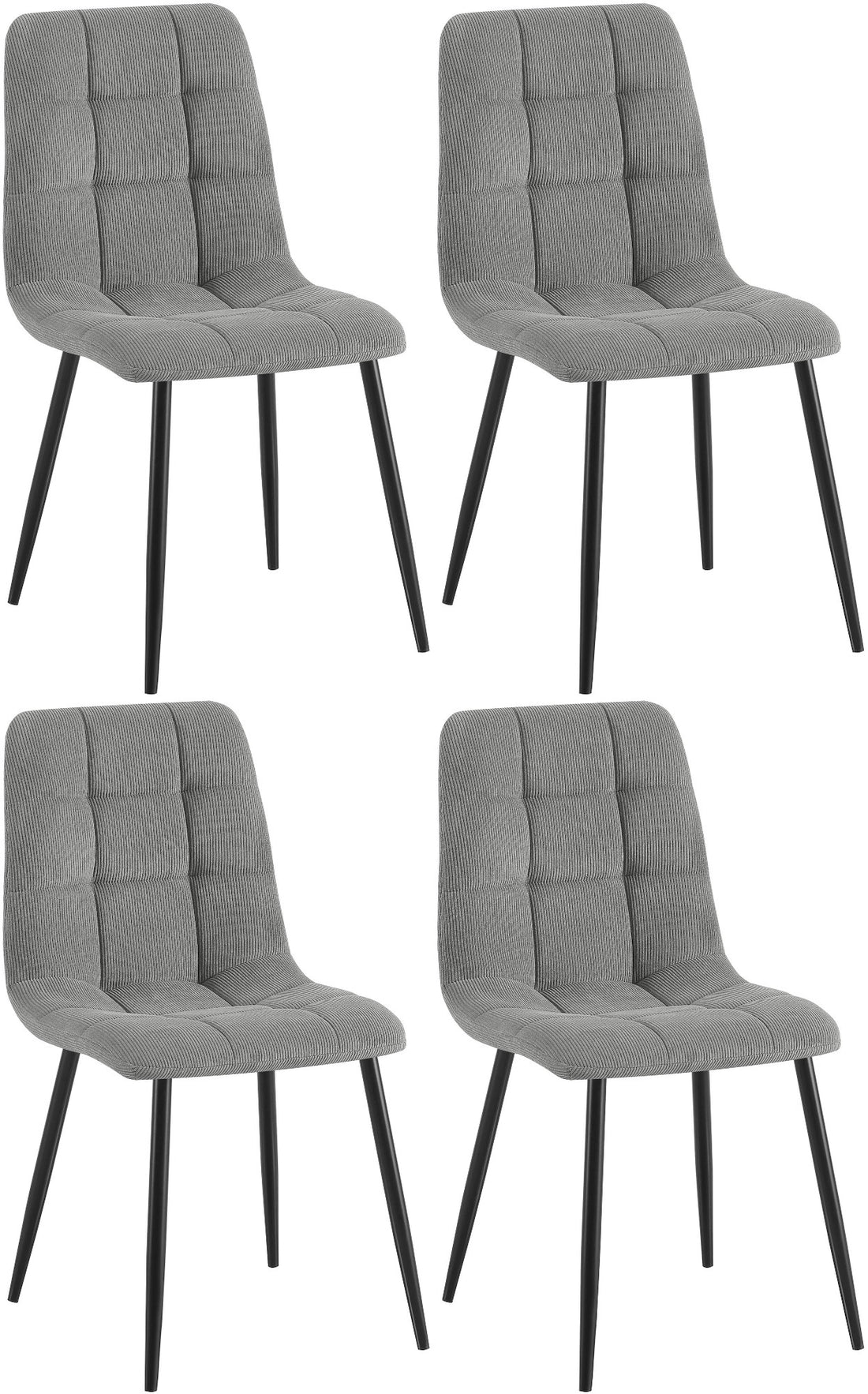 4-delige set Moderne Eetkamerstoelen - Keukenstoelen - Hoog Zitcomfort Kleur grijs