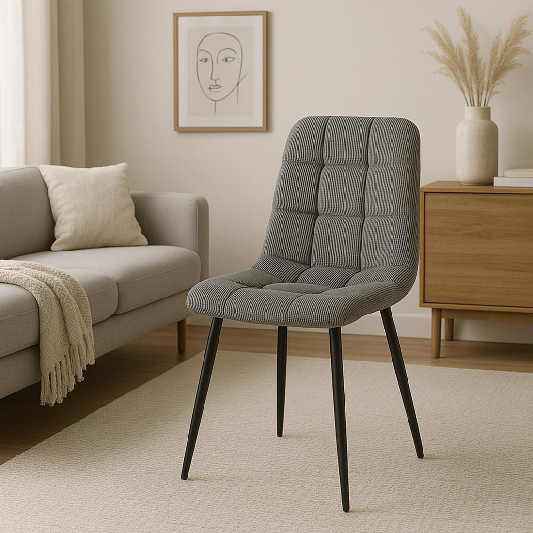 4-delige set Moderne Eetkamerstoelen - Keukenstoelen - Hoog Zitcomfort Kleur grijs