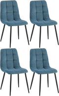 Set van 4 Eetkamerstoelen - Keukenstoelen - Hoog Zitcomfort, Stevig Metaal Frame Kleur blauw