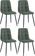 Set van 4 Eetkamerstoelen - Keukenstoelen - Hoog Zitcomfort, Met Bodembeschermers Kleur groen