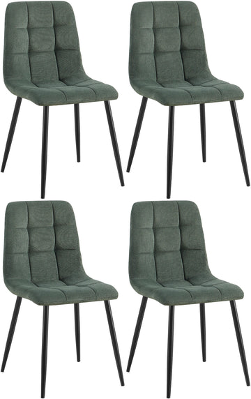 Set van 4 Eetkamerstoelen - Keukenstoelen - Hoog Zitcomfort, Met Bodembeschermers Kleur groen